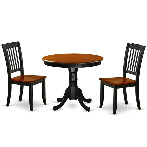 East West Furniture Dining Room Set Black & Cherry, ANDA3-BCH-W