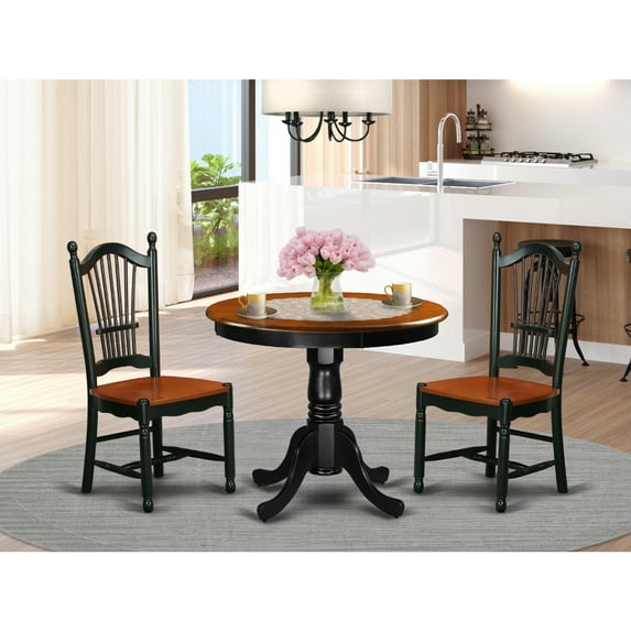 East West Furniture Dining Room Set Black & Cherry, ANDO3-BCH-W