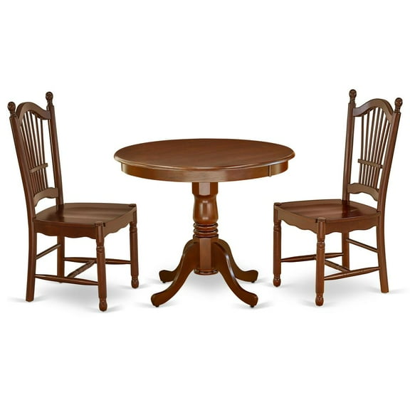 East West Furniture Dining Room Set Mahogany, ANDO3-MAH-W