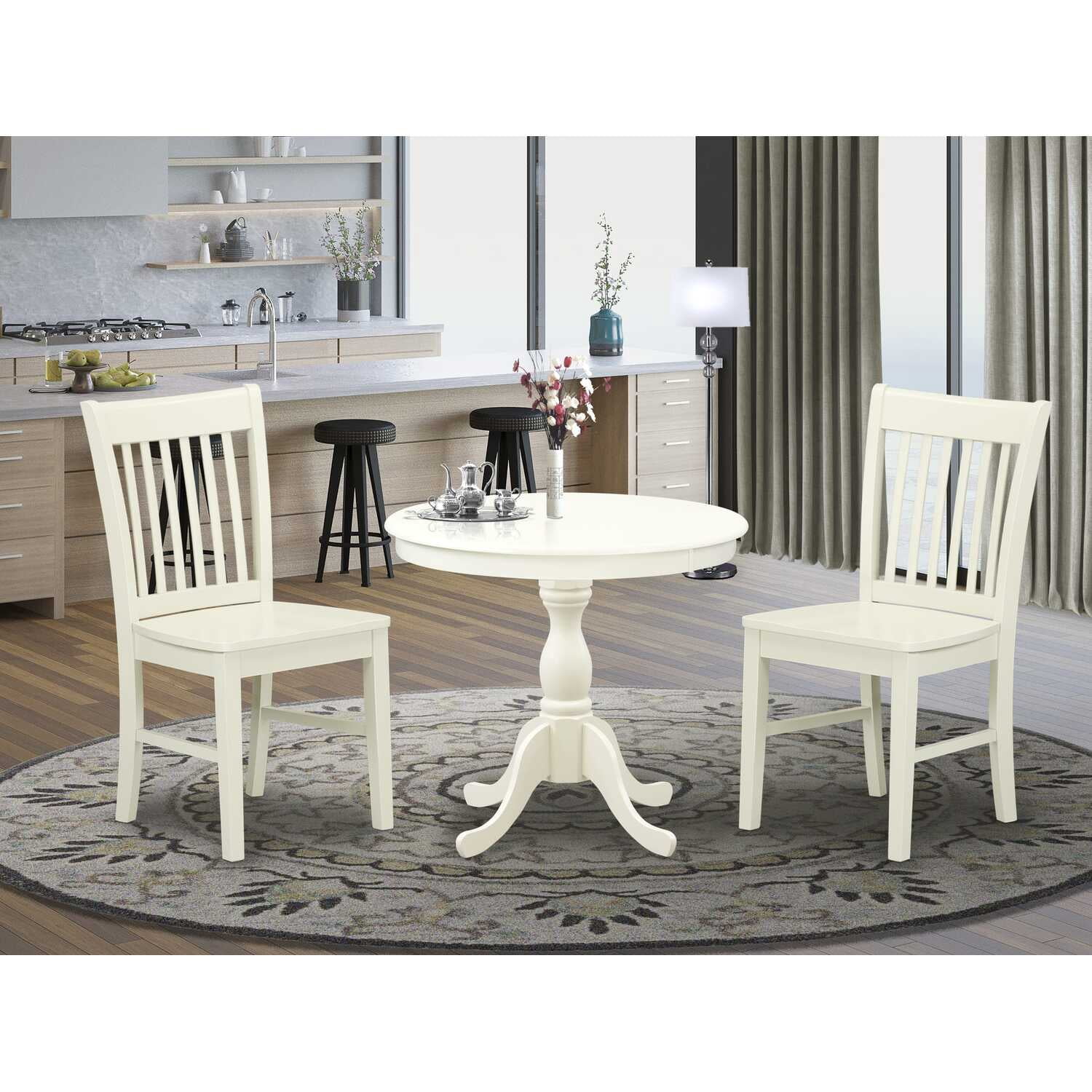 East West Furniture 3 Piece Dining Room Table Set Includes 1 Wood ...