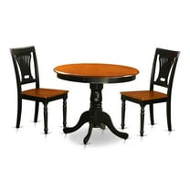 East West Furniture Antique 3-piece Dining Set with Wooden Chair in Black/Cherry