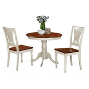 East West Furniture Antique 3-piece Dining Table and Chair Set in Cream