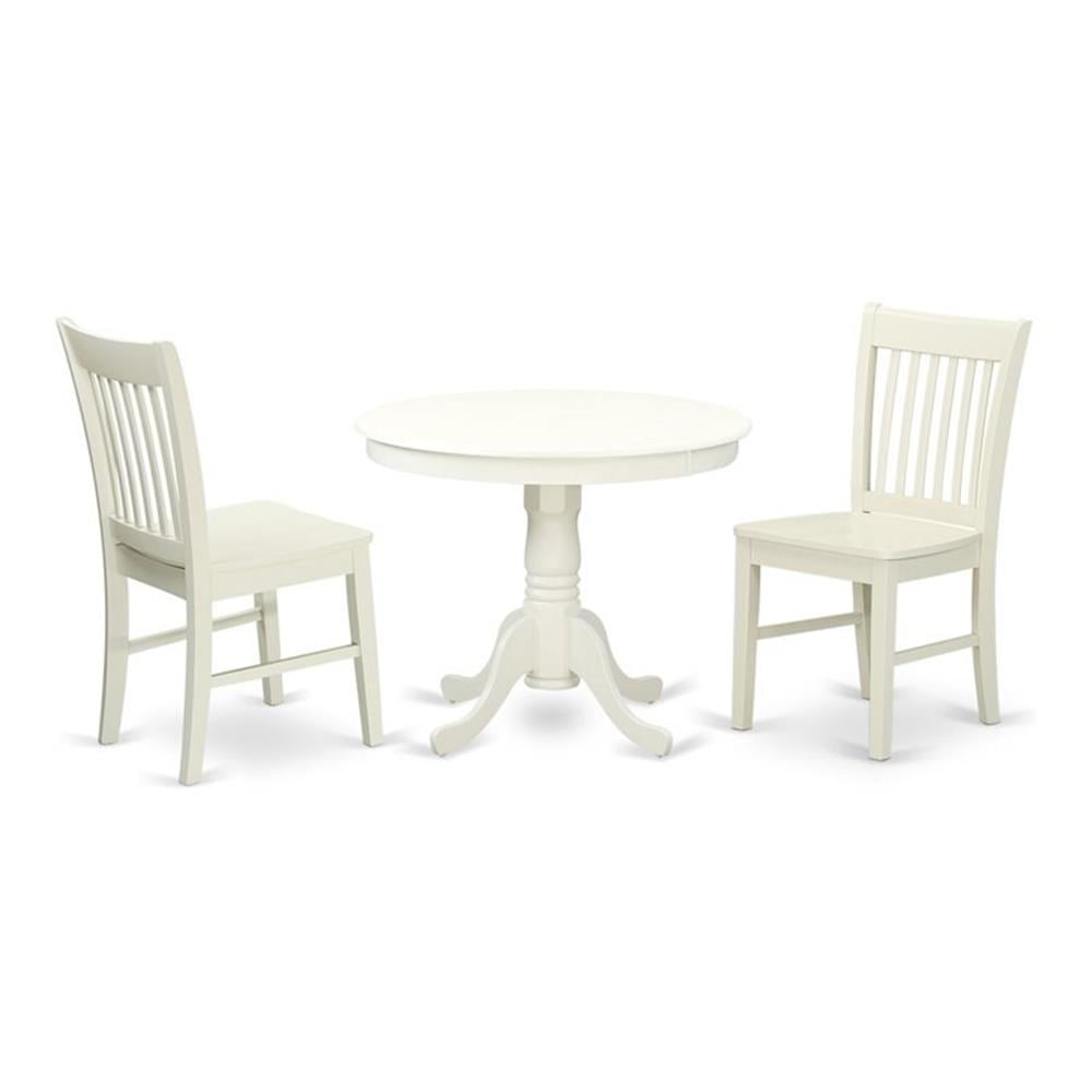 Linen White 3-Piece Round Wood Dining Set
