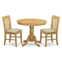 East West Furniture Antique 3-piece Dining Table and Chair Set in Oak