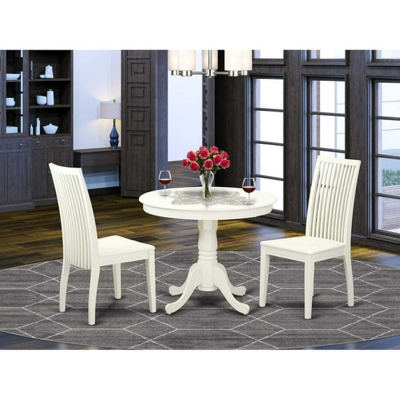 East West Furniture Dining Room Set Linen White, ANIP3-LWH-W