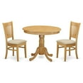 thumbnail image 1 of East West Furniture Antique 3-piece Traditional Wood Dining Table Set in Oak, 1 of 5