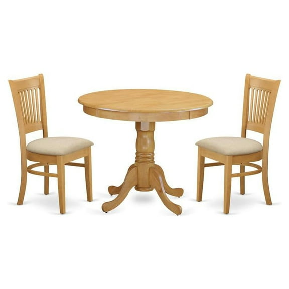 East West Furniture Antique 3-piece Traditional Wood Dining Table Set in Oak