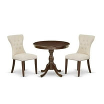 East West Furniture Antique 3-piece Wood Dining Set in Mahogany/Doeskin