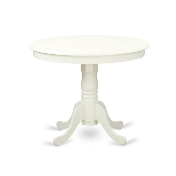 East West Furniture Antique 3-piece Wood Dining Set with Linen Seat in White