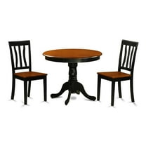 East West Furniture Antique 3-piece Wood Dining Table and Chair Set in Black