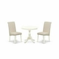 thumbnail image 1 of East West Furniture Antique 3-piece Wood Dining Table and Chair Set in White, 1 of 2
