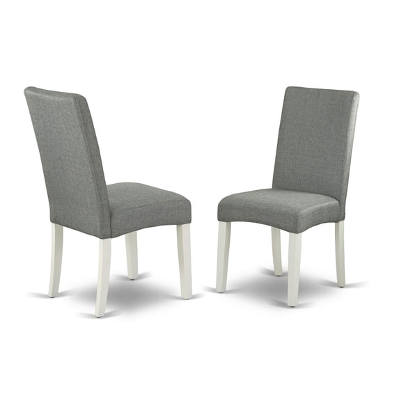 East West Furniture AMDR3-LWH-07 3 Piece Kitchen Table Set Consists of 1 Modern Dining Table and 2 Grey Linen Fabric Dining Chairs with High Back - Linen White Finish