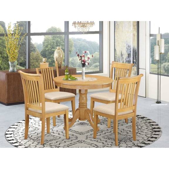East West Furniture Dining Room Set Oak, ANPO5-OAK-C