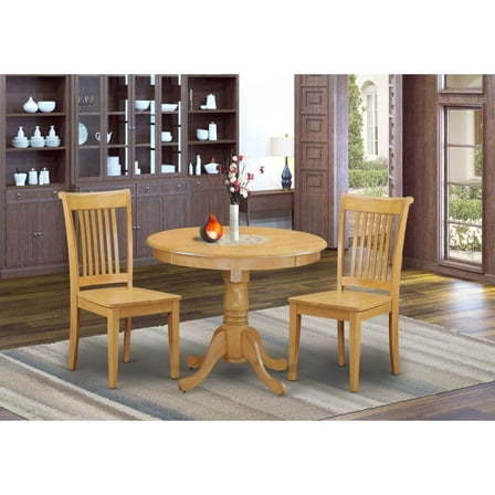 East West Furniture Dining Room Set Oak, ANPO3-OAK-W