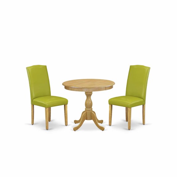 East West Furniture Antique 3-piece Wood Table and Dining Chairs in Oak