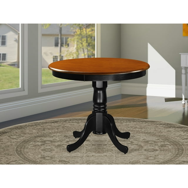 East West Furniture Wooden 36 Inch Pedestal Round Kitchen Dining Room ...