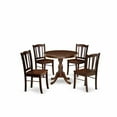 thumbnail image 1 of East West Furniture AMDL5-MAH-W - 5-Piece Modern Dining Set- 4 Dining Chair and Wood Dining Table - Wooden Seat and Slatted Chair Back - Mahogany Finish, 1 of 7