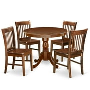 East West Furniture Dining Room Set Mahogany, ANNO5-MAH-W