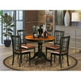 thumbnail image 1 of East West Furniture 5  Pc  Dining  Table  with  4  Leather  Chairs  in  Black  and  Cherry, 1 of 4