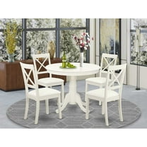 East West Furniture Dining Room Set Linen White, ANBO5-LWH-LC