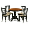 thumbnail image 1 of East West Furniture Antique 5-piece Dining Set with Linen Chairs in Black/Cherry, 1 of 7