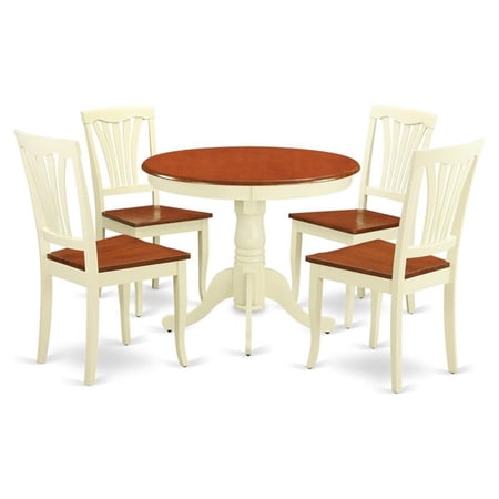 East West Furniture Antique 5-piece Dining Set with Round Table in Cherry