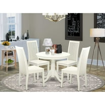 East West Furniture Dining Room Set Linen White, ANIP5-LWH-W