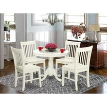 East West Furniture Antique 5-piece Kitchen Table and Chair Set in Linen White