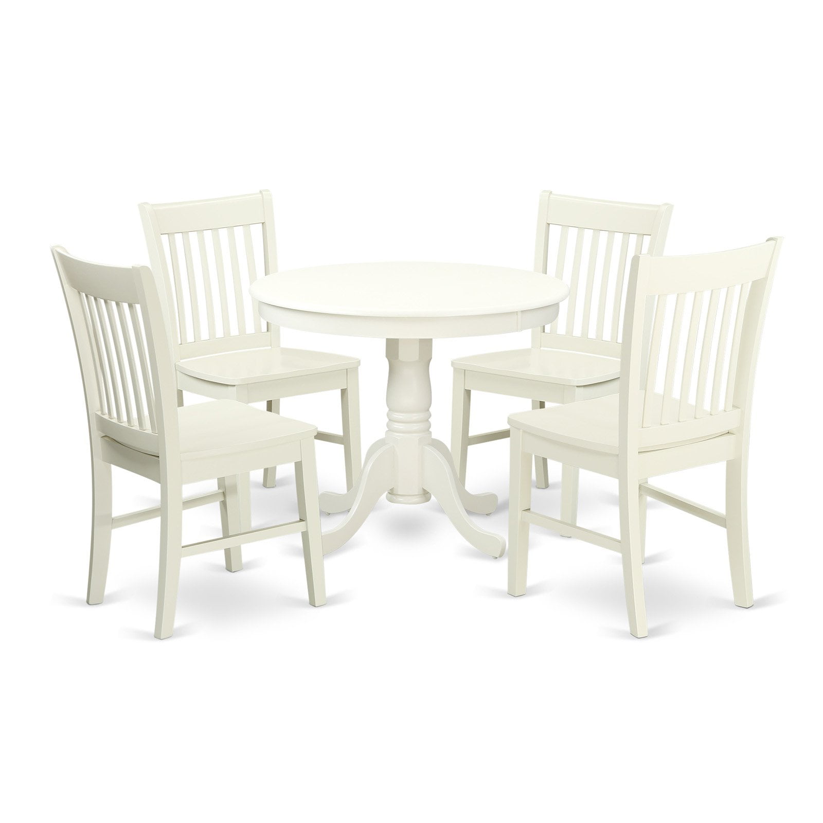 East West Furniture Antique 5-piece Kitchen Table and Chair Set in Linen White - Walmart.com