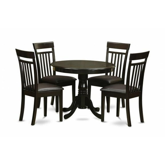 East West Furniture Antique 5-piece Round Table and Dining Chairs in Cappuccino