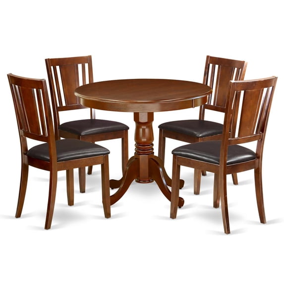 East West Furniture Dining Room Set Mahogany, ANDU5-MAH-LC