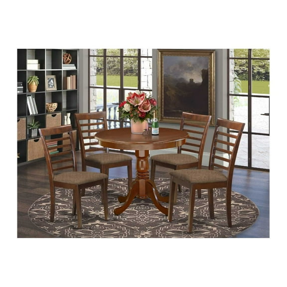 East West Furniture Dining Room Set Mahogany, ANML5-MAH-C