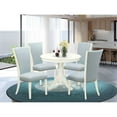 thumbnail image 1 of East West Furniture ANVE5-LWH-15 5 Pc Modern Dining Set - 4 Kitchen Chairs with High Back and 1 Dining Table - Linen White Finish, 1 of 10