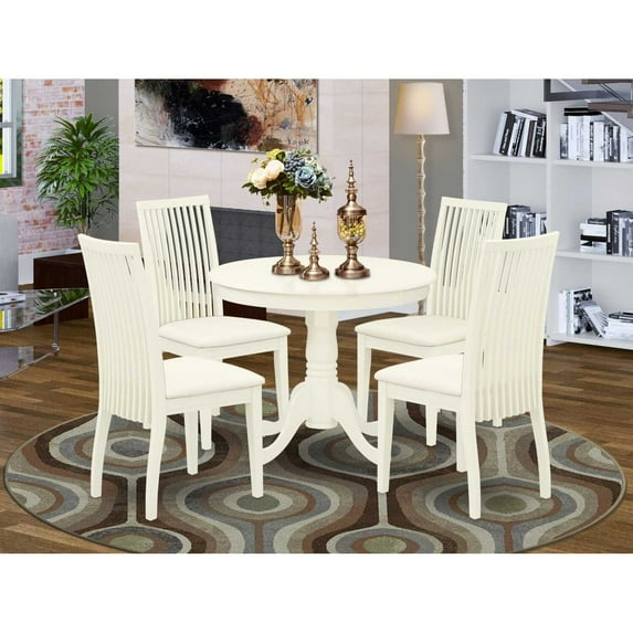 East West Furniture Dining Room Set Linen White, ANIP5-LWH-C