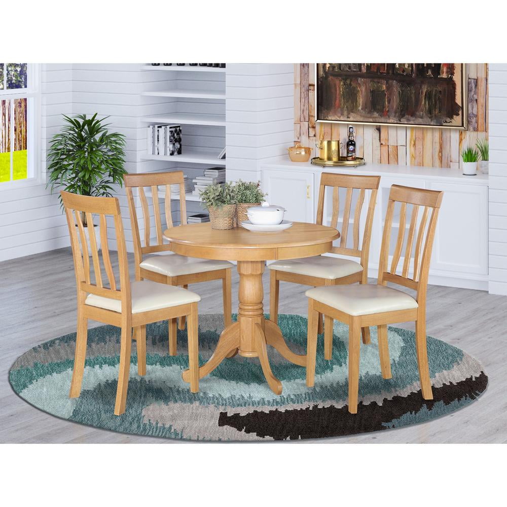 East West Furniture Antique 5-Piece Dinette Set, Oak Wood Kitchen Table ...