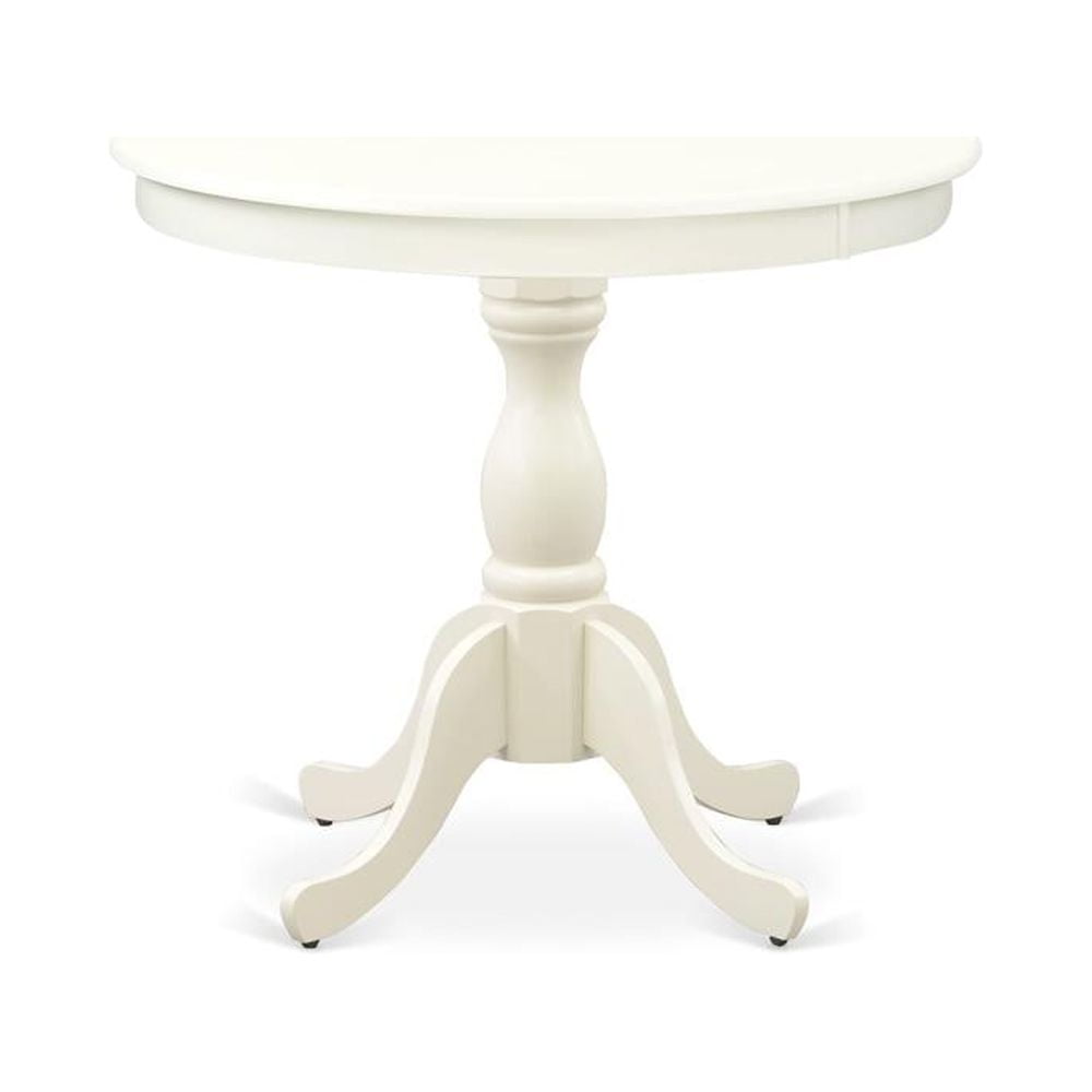 Contemporary Round Oak Pedestal Dining Table in Linen White