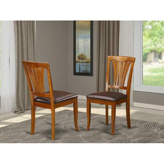 Avon  kitchen  dining  Chair  with  Faux  Leather  Seat  -  Saddle  Brow  Finish,  Set  of  2