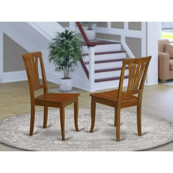 East West Furniture Avon 36" Wood Dining Chairs in Saddle Brown (Set of 2)