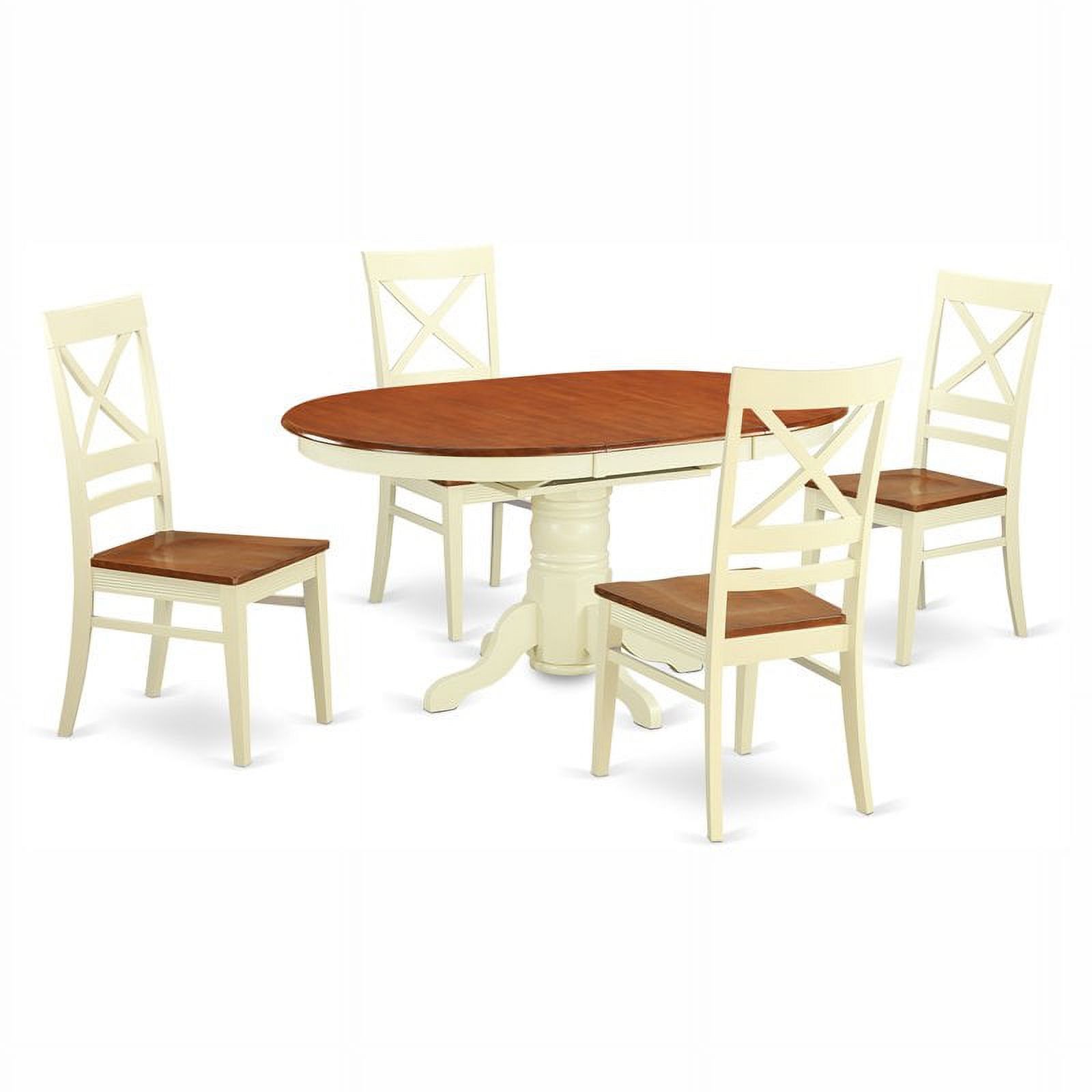 East West Furniture Avon 5 Piece Pedestal Oval Dining Table Set with