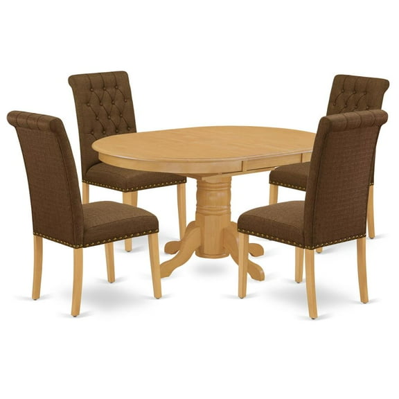 East West Furniture Dining Room Set Oak, AVBR5-OAK-18