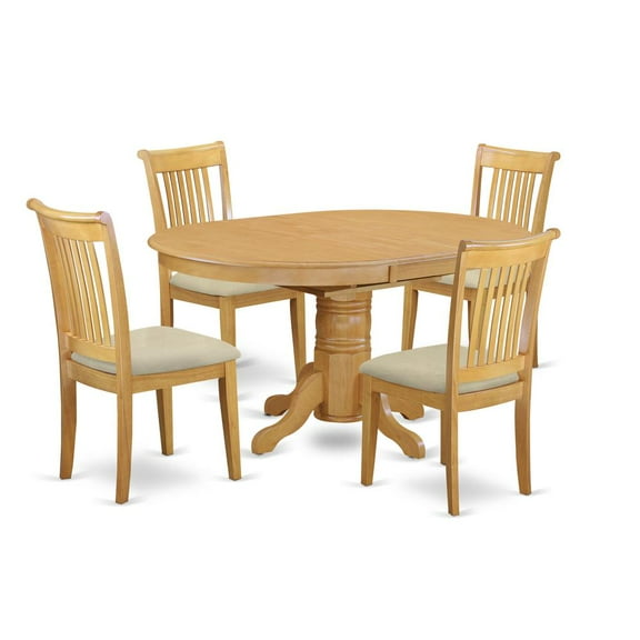 East West Furniture Dining Room Set Oak, AVPO5-OAK-C