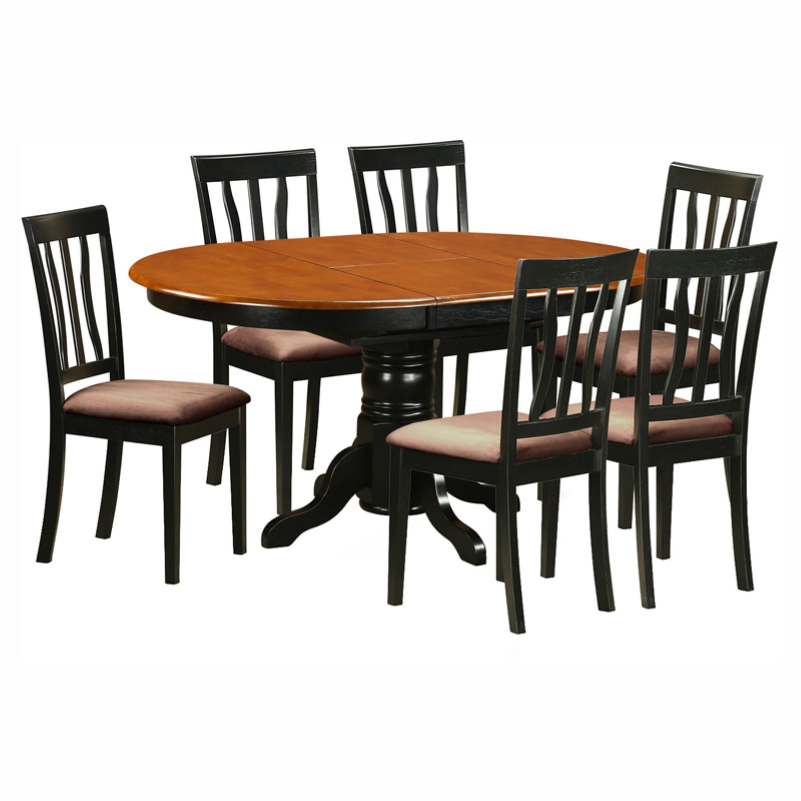 East West Furniture Avon 7 Piece Pedestal Oval Dining Table Set with