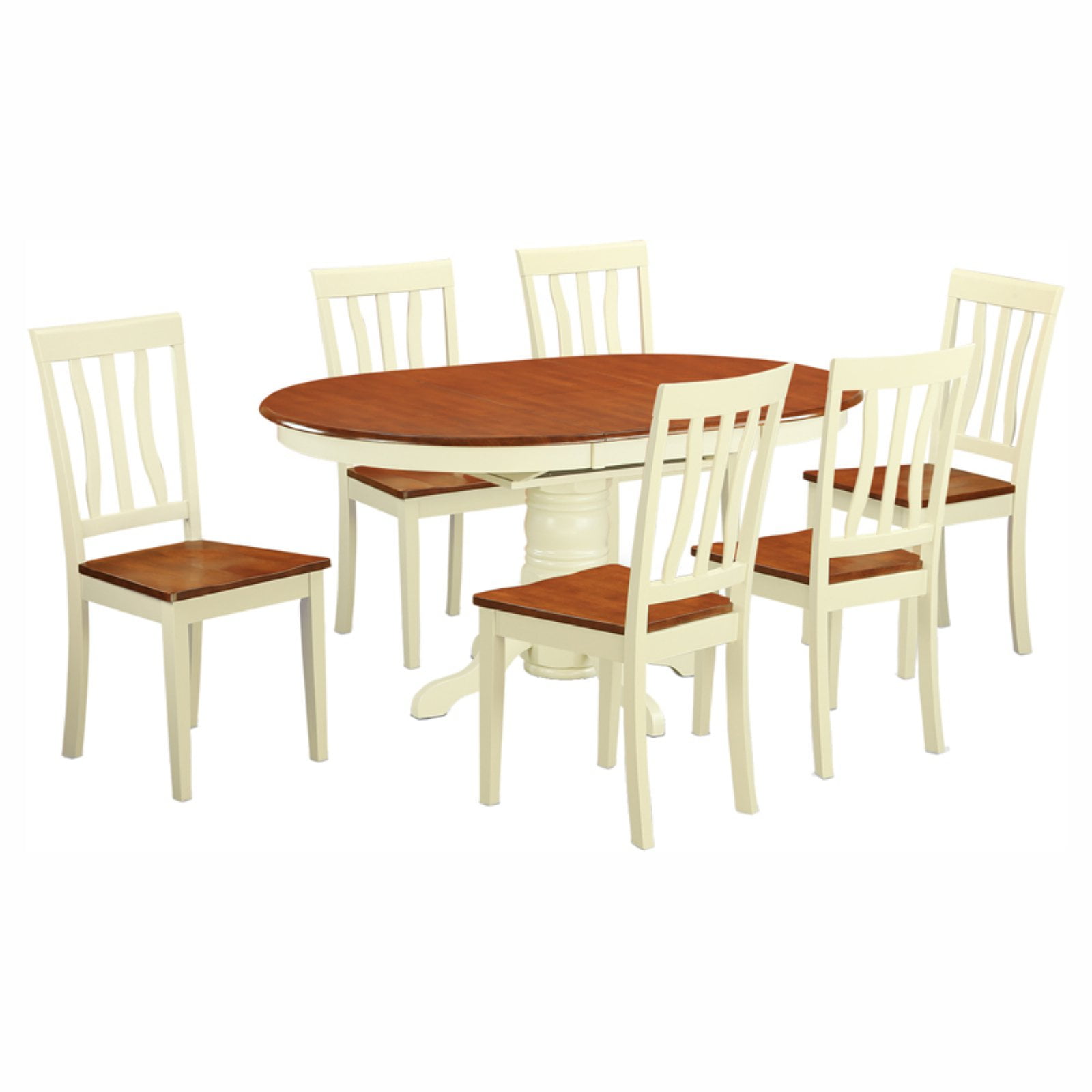 East West Furniture Avon 7 Piece Pedestal Oval Dining Table Set with