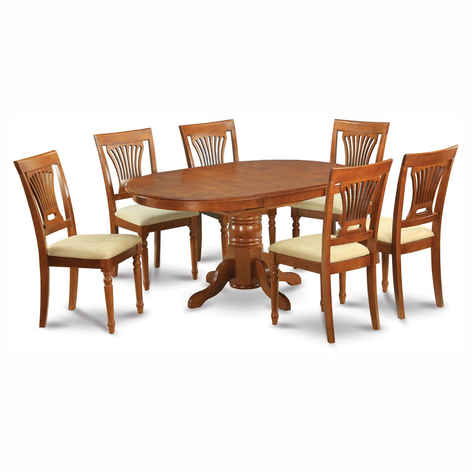 East West Furniture Avon 7 Piece Pedestal Oval Dining Table Set with