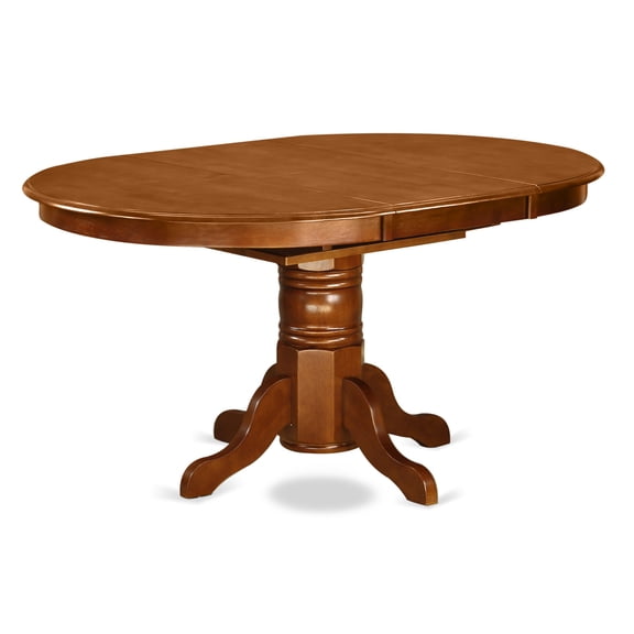 East West Furniture Avon 7-piece Wood Dining Set with Oval Table in Saddle Brown