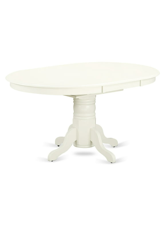East West Furniture Avon 7-piece Wood Dinette Set in Linen White