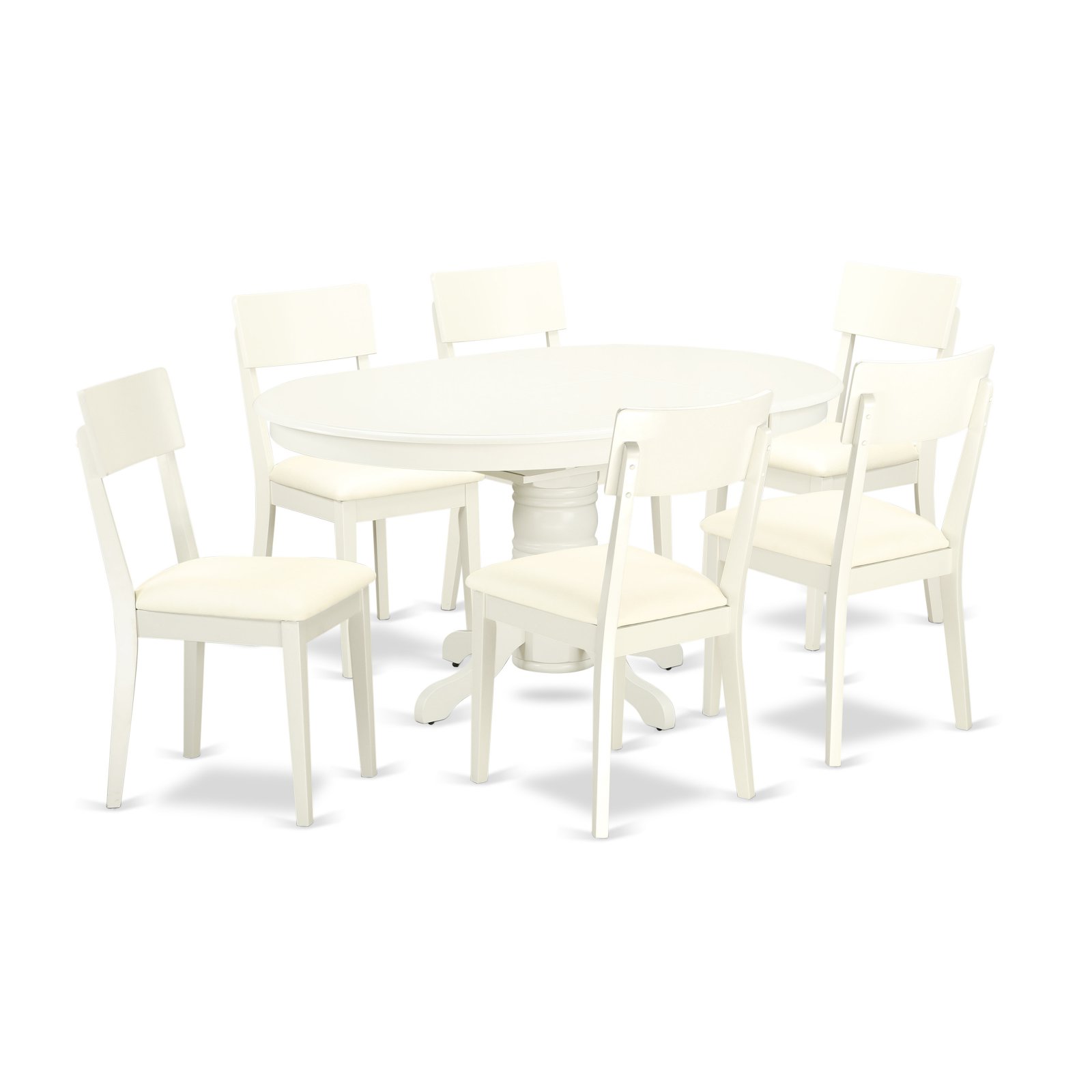 East West Furniture Avon 7-piece Wood Dining Set with Leather Seat in White - image 1 of 5
