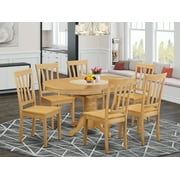 East West Furniture Avon 7-piece Wood Dining Set with Oval Table in Oak