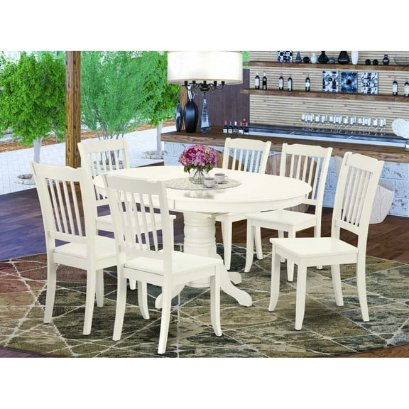 East West Furniture Dining Room Set Linen White, AVDA7-LWH-W