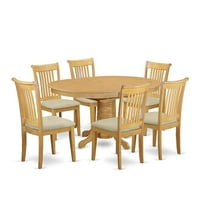 East West Furniture Dining Room Set Oak, AVPO7-OAK-C